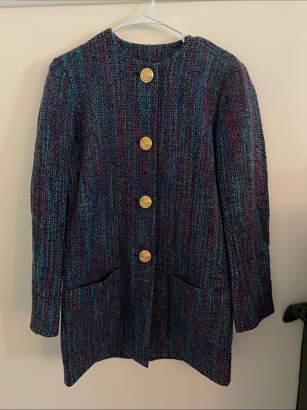 Doncaster Silk Multicolor Tweed Blazer with Gold Buttons